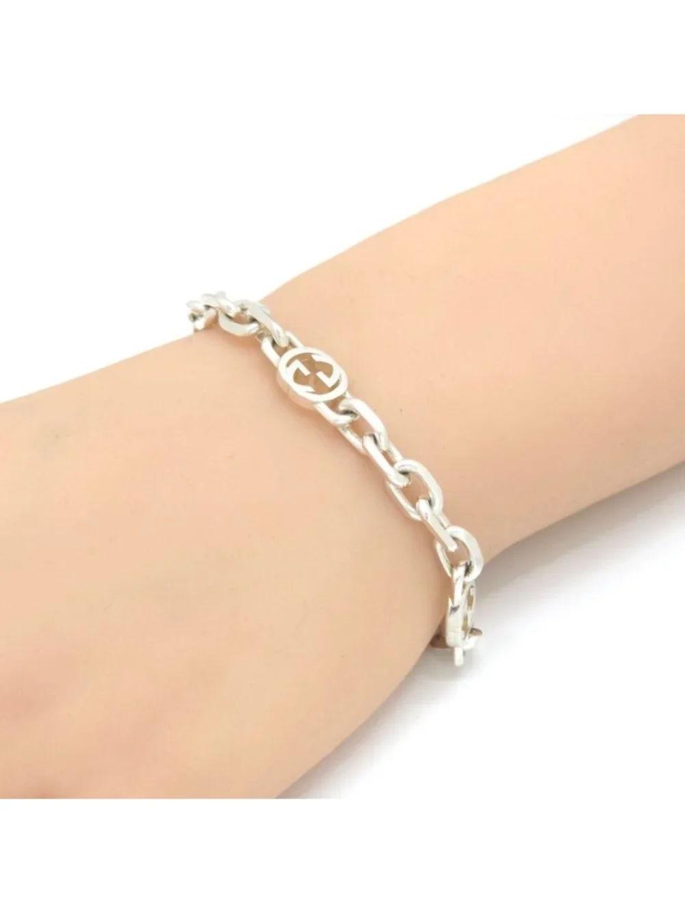 Gucci Interlocking Chain Bracelet 19.3 Shiny Finish Sterling Silver Box